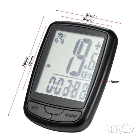 Велосипеден километраж с LCD дисплей, снимка 5 - Аксесоари за велосипеди - 55866810