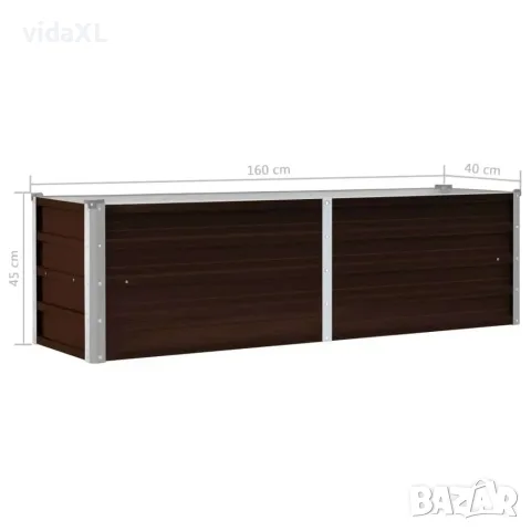 vidaXL Градинска висока леха кафява 160x40x45 см поцинкована стомана, снимка 8 - Саксии и кашпи - 56147579