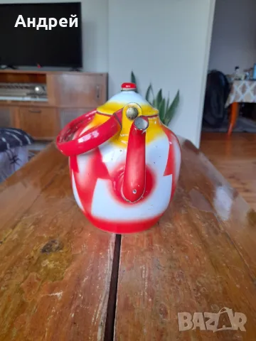 Стар емайлиран чайник #71, снимка 2 - Други ценни предмети - 48991325