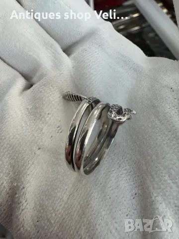 Сребърен пръстен змия №6226 , снимка 5 - Пръстени - 48296589