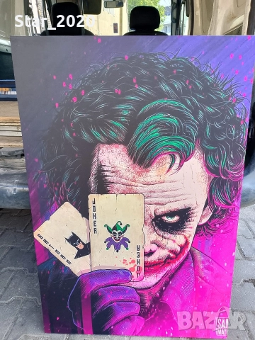 светеща картина с LED осветление - Joker с карти