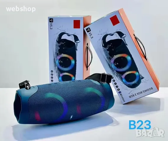Мощна Преносима Тонколона BOOMS BOX 3, Li-ion, блутуут, USB, SD, RGB, 2x4", 40W, снимка 5 - Bluetooth тонколони - 49939245