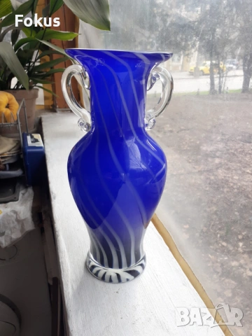 Голяма синя ваза Мурано