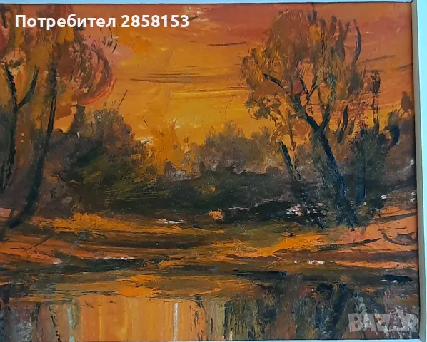 Стара картина маслени бои на картон, снимка 2 - Антикварни и старинни предмети - 48658699