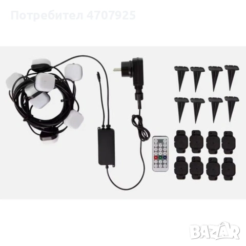 Комплект LED светлинни блокове RGB, 8бр., Многоцветен, 9м, Дистанционно управление, За вътрешна и въ, снимка 2 - Други - 53510677