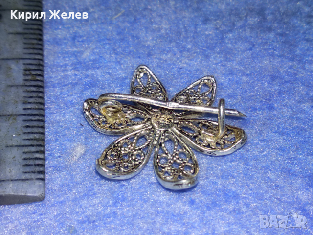 СТАРА ФЛОРАЛНА ФИЛИГРАННА СРЕБЪРНА БРОШКА ЦВЕТЕ СРЕБРО 925 ФИНА РЪЧНА МАЙСТОРСКА ИЗРАБОТКА 43305, снимка 5 - Антикварни и старинни предмети - 44664209