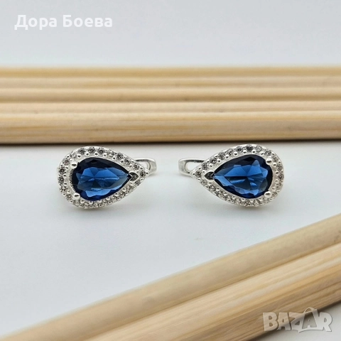 Сребърни обеци: "Дъжд", снимка 2 - Обеци - 52682441