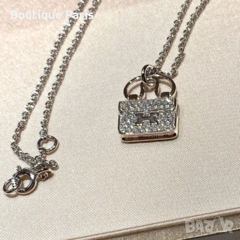 Hermes колие с мойсанити, снимка 2 - Колиета, медальони, синджири - 50050469