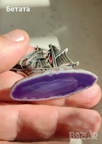 Сребърно преспапие кораб, подарък от сребро, сребърно преспапие, снимка 4 - Колиета, медальони, синджири - 47849505