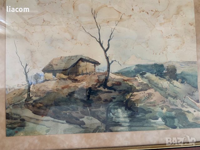 ТОДОР ХАДЖИНИКОЛОВ (1920 - 1999 г.) пейзаж/акварел, снимка 2 - Картини - 33799968