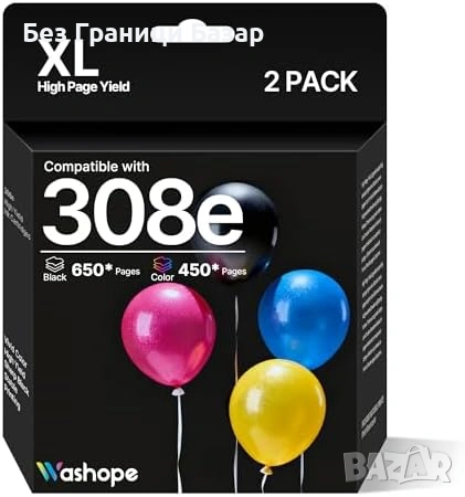 Нови HP 308e 308XL мастилници XL черна+цветна комплект 2 броя принтер