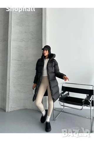 Дамско дълго яке с качулка. Размер 38., снимка 3 - Якета - 53151976