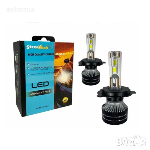 H4 LED система за фарове модел STN2, 150 000 Lux, 45W, Canbus 6000K