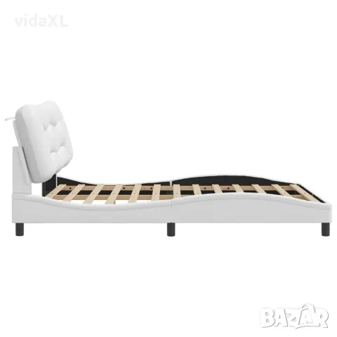 vidaXL Рамка за легло с LED без матрак Hvar, бяла, 160x200 cм, снимка 8 - Спални и легла - 56146713