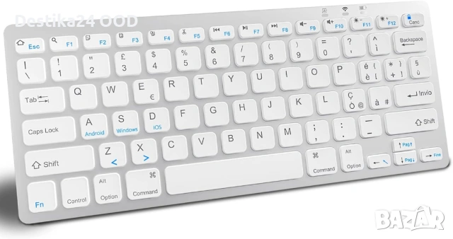 Bluetooth Клавиатура GAOJIE за iPad, Android, Windows – QWERTY Бяла