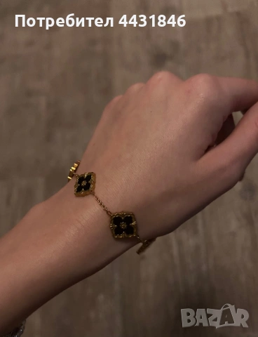 Златна гривна тип van cleef стомана, снимка 2 - Гривни - 53586396