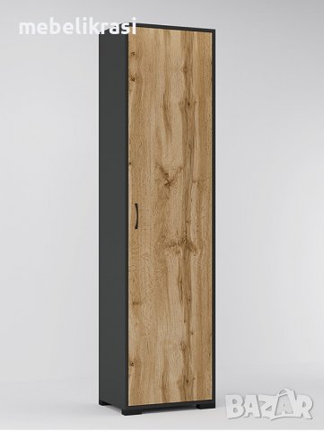 Модулно портманто Денвър Конфигурация 3 - гардероб, огледало, шкафчета, Дъб вотан / Антрацит, снимка 4 - Портманта - 39789484