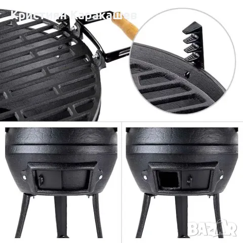 Чугунено барбекю , 35.5х36см, Черен, снимка 2 - Барбекюта - 49929080