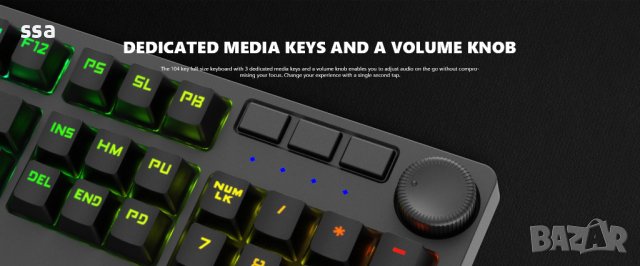 Marvo геймърска механична клавиатура Gaming Mechanical keyboard 108 keys - KG954 - Blue switches, снимка 3 - Клавиатури и мишки - 41364580