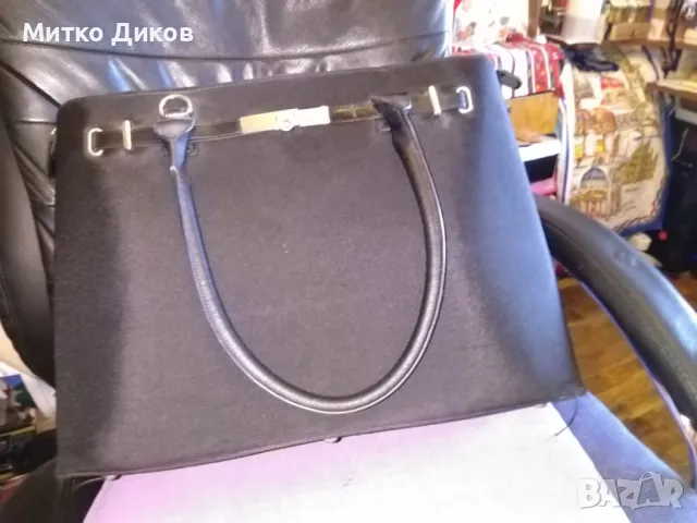 Чанта промазан плат кожена 43х31х13см за документи и таблет става