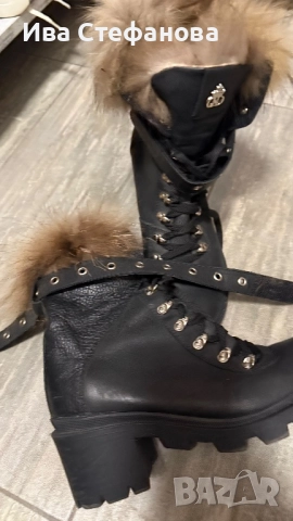 Разкошни боти естествена кожа естествен косъм от лисица  номер 39 , снимка 9 - Дамски боти - 52818545