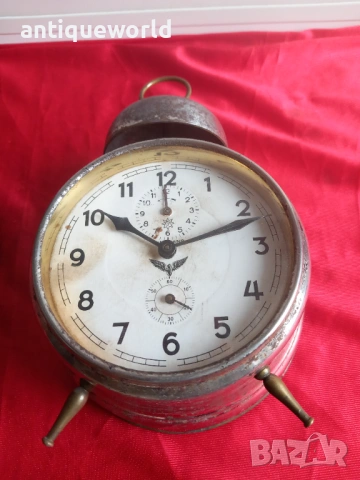 Рядък Железничарски Часовник Будилник  JUNGHANS ,Юнгханс, снимка 7 - Антикварни и старинни предмети - 53731512