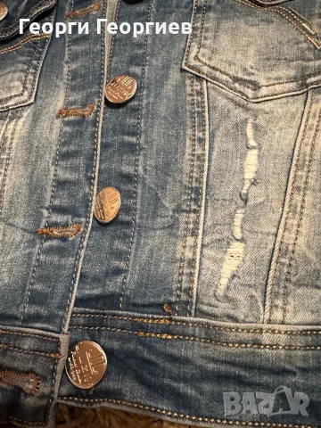 Уникално, късо, дънково яке, снимка 3 - Якета - 49518592