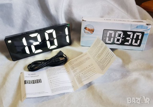 Будилник часовник Desktop време час LED настолен - големи ясни числа, снимка 2 - Други - 41702593