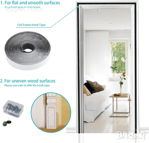 Apalus  Магнитна мрежеста завеса срещу насекоми за врата. Здрава мрежеста завеса, силни магнити, снимка 7 - Пердета и завеси - 50181314