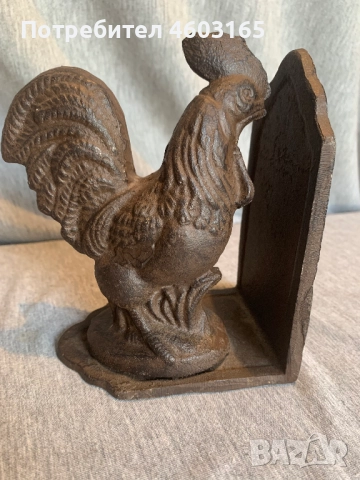 чугунен стопер за книги петел 