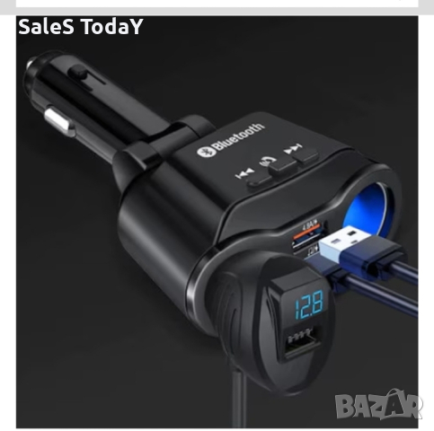 Трансмитер с блутут, 2 USB порта, Свободни ръце-Вграден микрофон, 2 гнезда, снимка 2 - Аксесоари и консумативи - 44782835