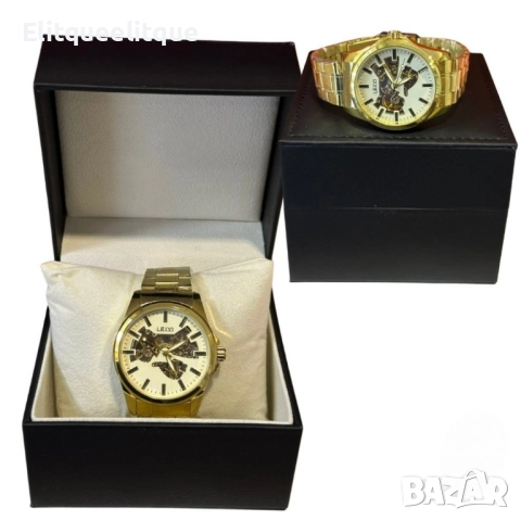 Луксозен, механичен, златист часовник, снимка 4 - Мъжки - 52278979