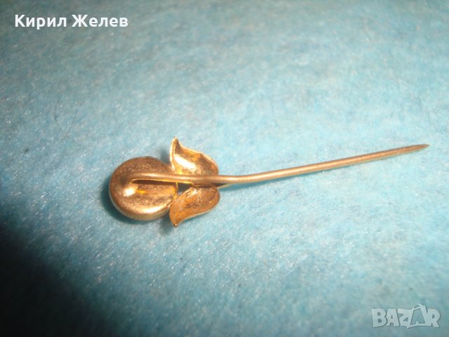 СТАРА БРОНЗОВА ПОЗЛАТЕНА АРТ ДЕКО ФЛОРАЛНА ДЕКОРАТИВНА ИГЛА СКЪПОЦЕННА БРОШКА с КОТЕШКО ОКО 19350, снимка 2 - Антикварни и старинни предмети - 35664261