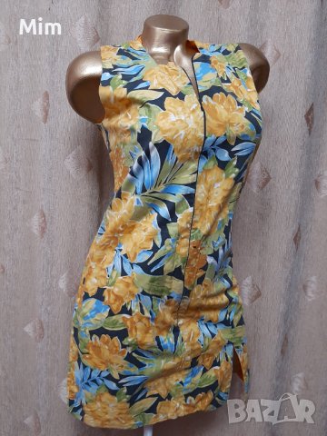 М Рокля с две лица в жълто с цветя и в оранжево &, снимка 2 - Рокли - 41303540