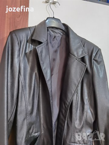 Кожено черно сако от изкуствена кожа, снимка 3 - Сака - 41481376
