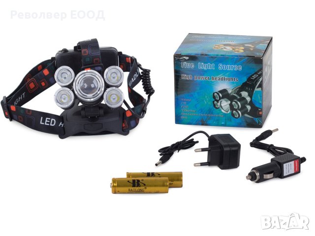 Мощен LED челник с акумулаторни батерии и 5 LED диода, снимка 16 - Къмпинг осветление - 42091004