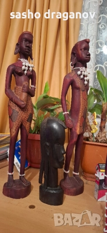 2 ръчно издялани африкански фигурки, снимка 12 - Други ценни предмети - 52500620