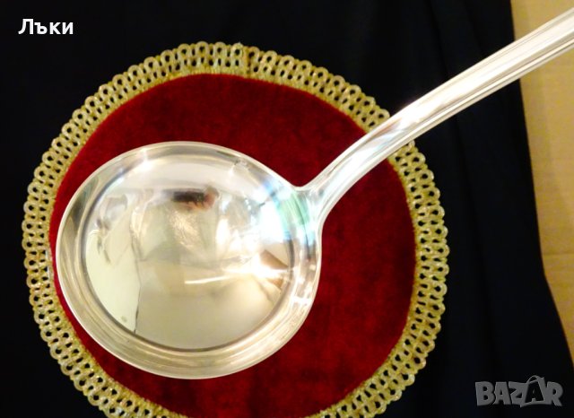 Масивен италиански посребрен черпак. , снимка 2 - Прибори за хранене, готвене и сервиране - 41899796