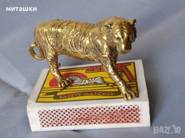 малка метална пластика тигър бронз, снимка 7 - Статуетки - 53753970