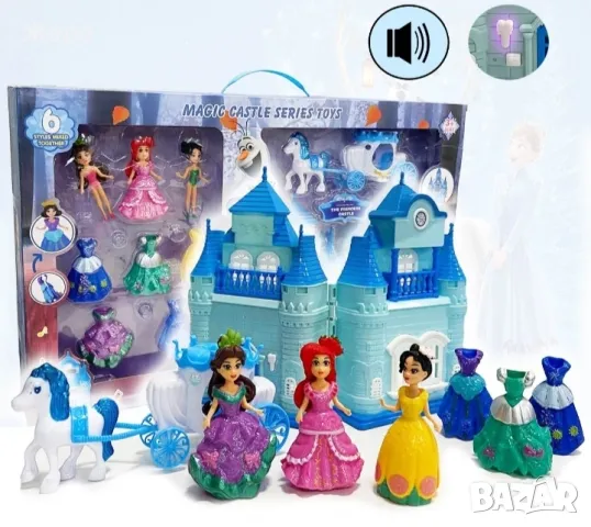 ЗАМЪКЪТ НА ПРИНЦЕСА ЕЛЗА ОТ ЛЕДЕНОТО ЦАРСТВО С КАЛЯСКАТА С ЗВУК И СВЕТЛИНА 133487, снимка 14 - Кукли - 47589727