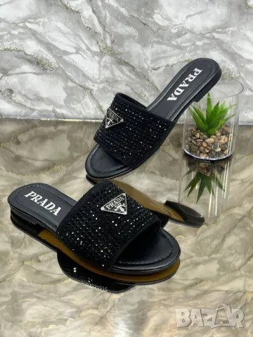 чехли с камъни prada milano, снимка 6 - Чехли - 50405347