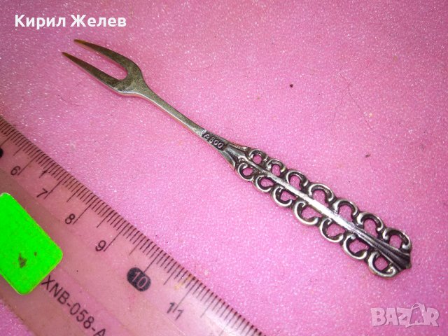 СТАРА НЕМСКА АЖУРНА КОЛЕКЦИОНЕРСКА ДЕСЕРТНА СРЕБЪРНА ВИЛИЧКА СРЕБРО 800 ПРОБА 42996, снимка 4 - Колекции - 44372704