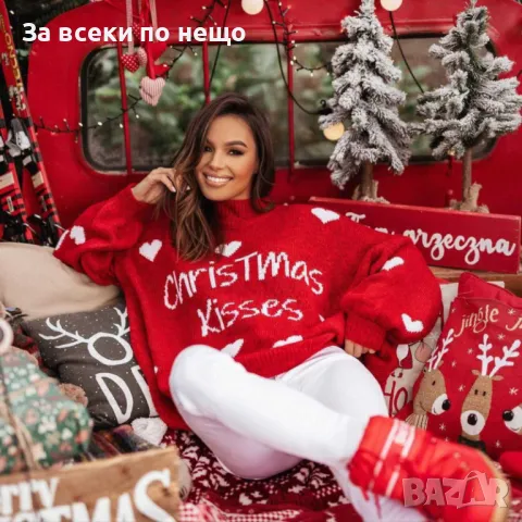 Дамски Коледен пуловер - Налични различни цветове Код A316, снимка 4 - Блузи с дълъг ръкав и пуловери - 48006854