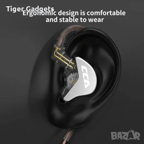 Слушалки CCA CRA In-Ear Monitor с 2Pin сменяем кабел, 3.5 мм жак, сребристи, снимка 4 - Слушалки и портативни колонки - 55722376
