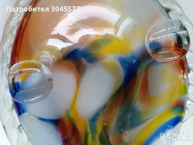 Пепелник Рибка от цветно стъкло 20,5*12,5 см, античен, снимка 6 - Колекции - 44240153