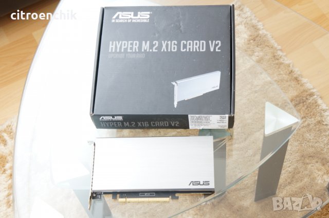 ASUS Hyper M.2 X16 V2 PCIe 3.0 X4 Expansion Card - 4x NVMe SSD, Chia, снимка 1 - Други - 33785579