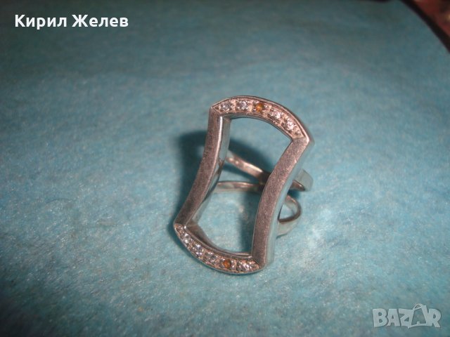 СТАР СРЕБЪРЕН АРТ ПРЪСТЕН РОДИРАНО СРЕБРО 925 с ЦИРКОНИ 25685, снимка 8 - Пръстени - 35884537