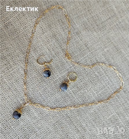 Позлатени комплекти от обеци и колиета с полускъпоценни камъни, снимка 5 - Бижутерийни комплекти - 39181393