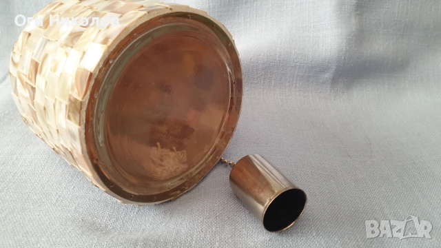 Спиртна лампа апликирана с плочки от естествен седеф, снимка 5 - Антикварни и старинни предмети - 51780443