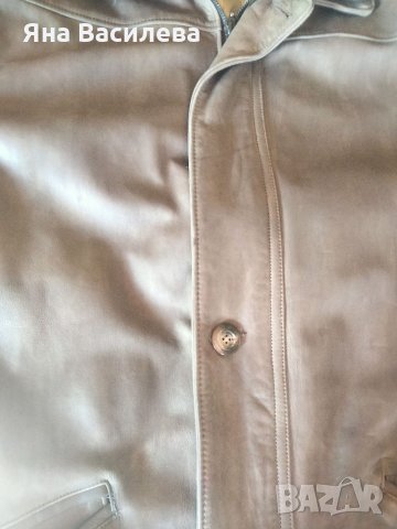 Кафяво кожено яке, снимка 3 - Якета - 34596163